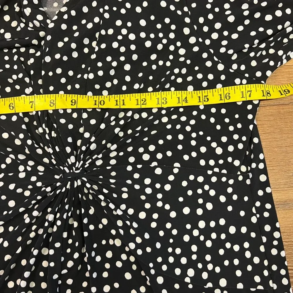 Kasper Womens Knot Front Polka Dot Dress Black & White Polyester/Elastane Size L